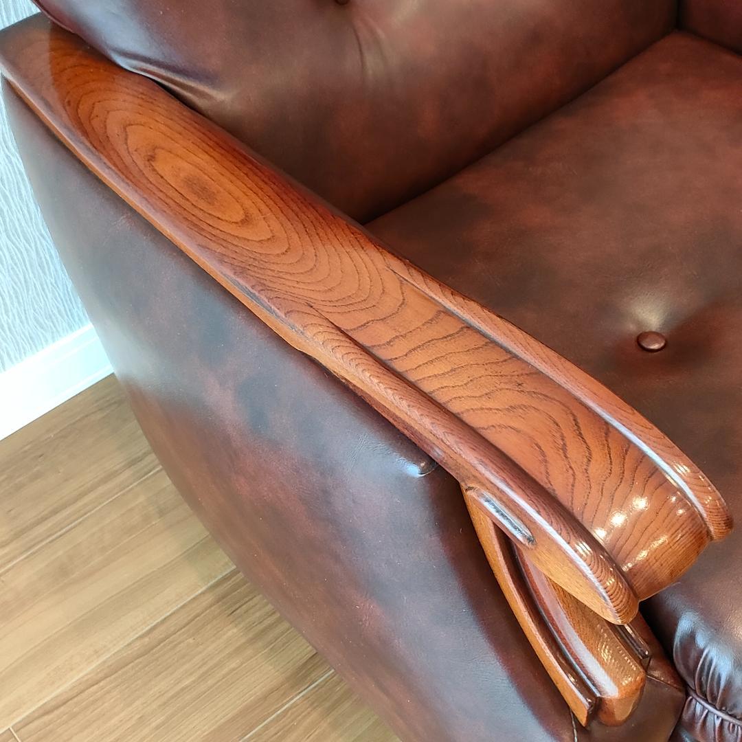 ヴィンテージソファ　1人掛け　ひじ掛け　レザー①