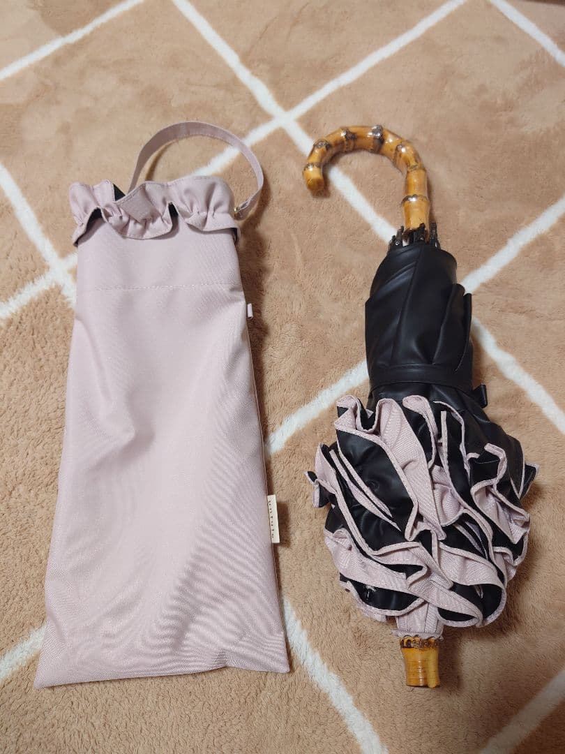 untule 完全遮光100%折りたたみ日傘/フリル