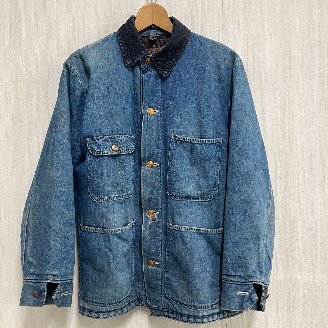 【vintage】 60s~70s ブランケット デニム カバーオール 36
