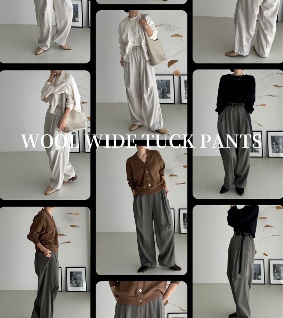 パンツ argue WOOL WIDE TUCK PANTS