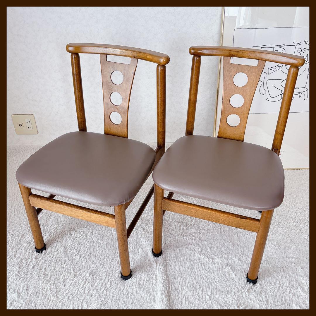 eri様リクエスト品】ハイバック レザー ダイニング チェア ビンテージ 2脚セ