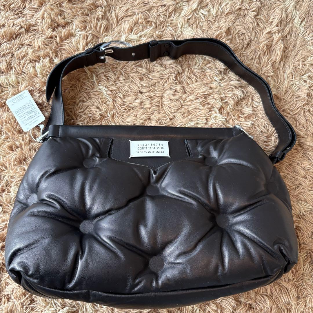 【未使用】メゾンマルジェラ グラムスラム レザー ショルダーバッグ ブラック