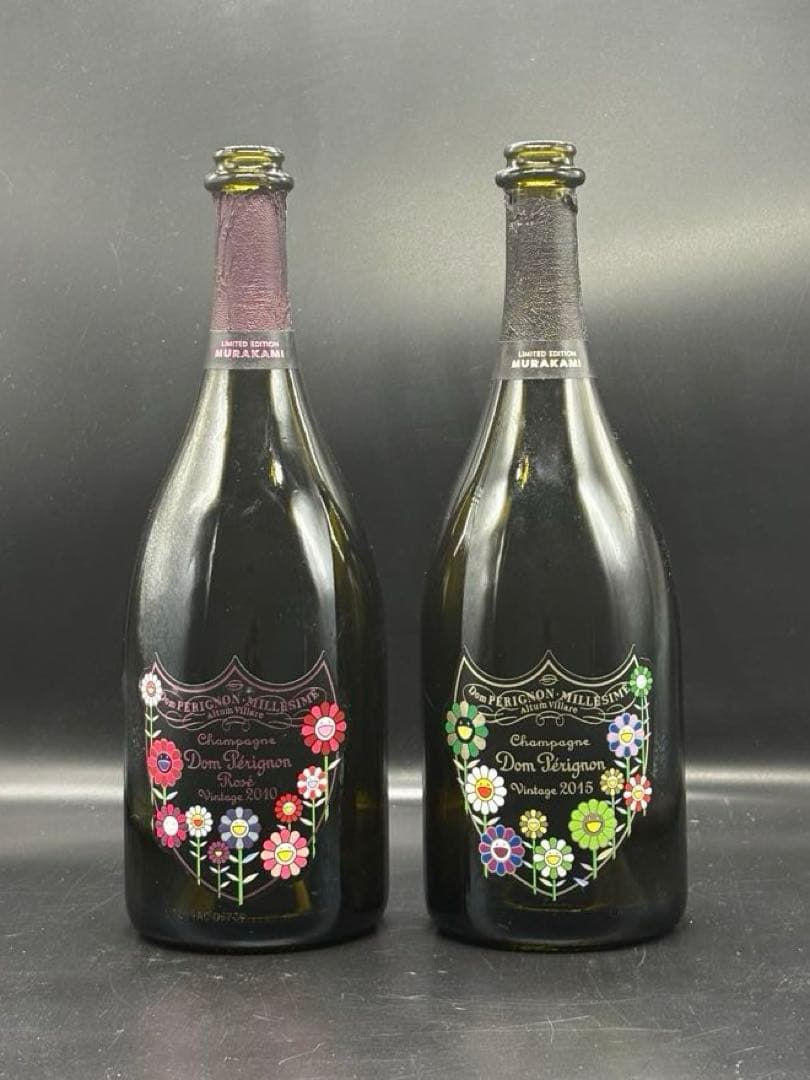 村上隆　ドン・ペリニヨン ロゼ2010 & ヴィンテージ2015 空き瓶のみ