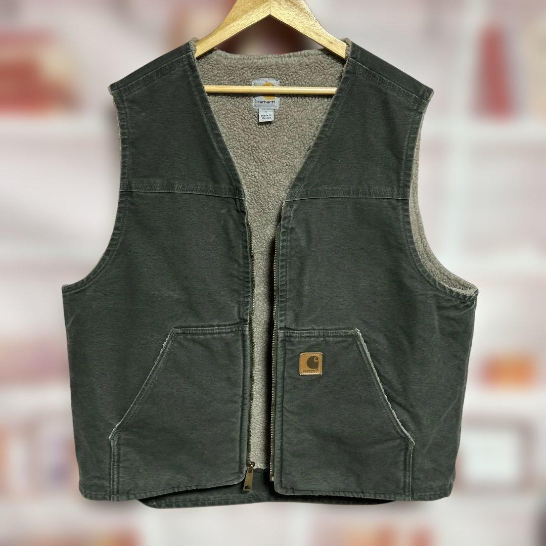 美品　Carhartt ダックベスト モスグリーン Lサイズ