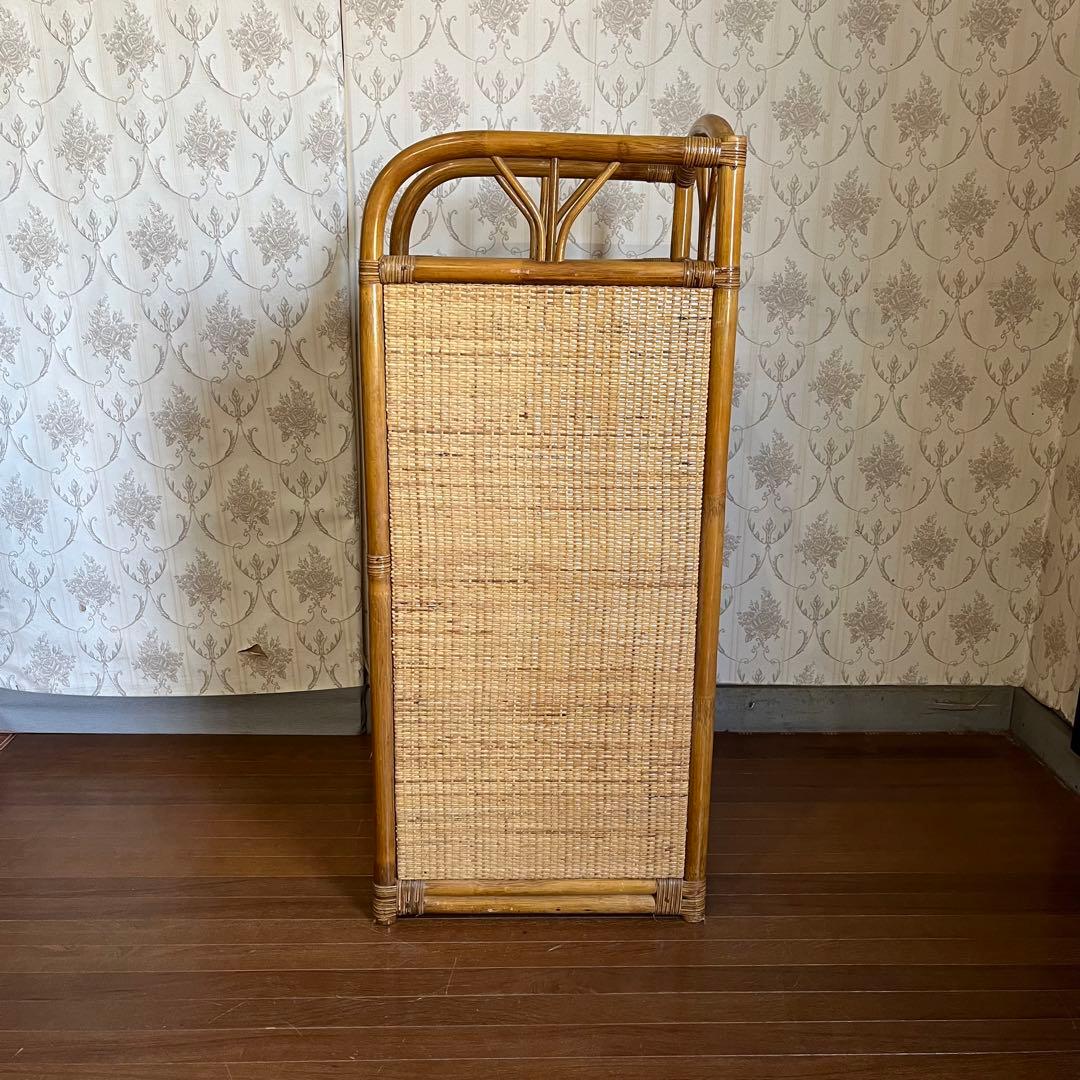 【アンティーク】籐 ラタン 4段 チェスト 収納棚 ランドリーラック 古道具