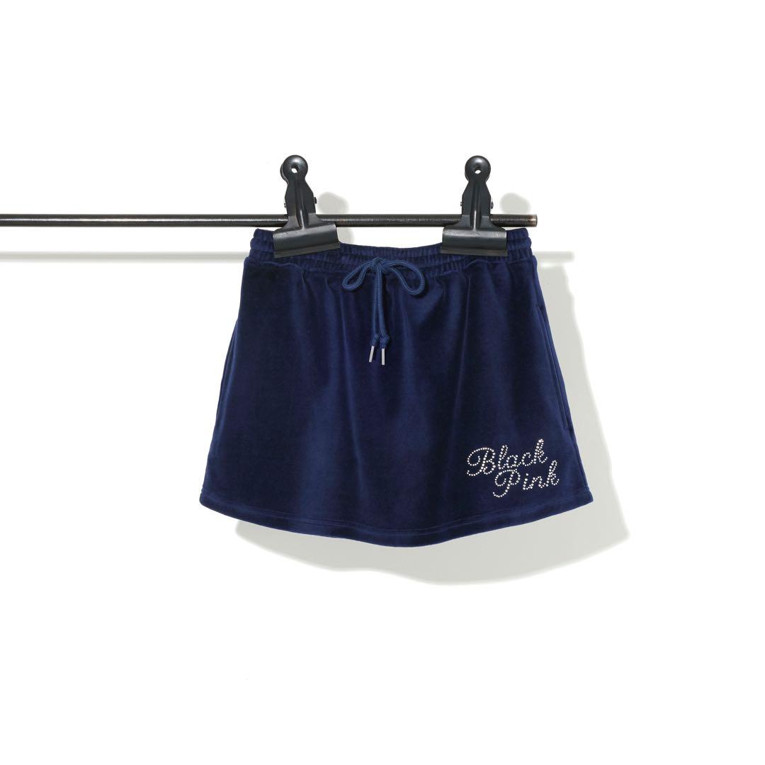 BLACKPINK ベロアミニスカート　ネイビーL