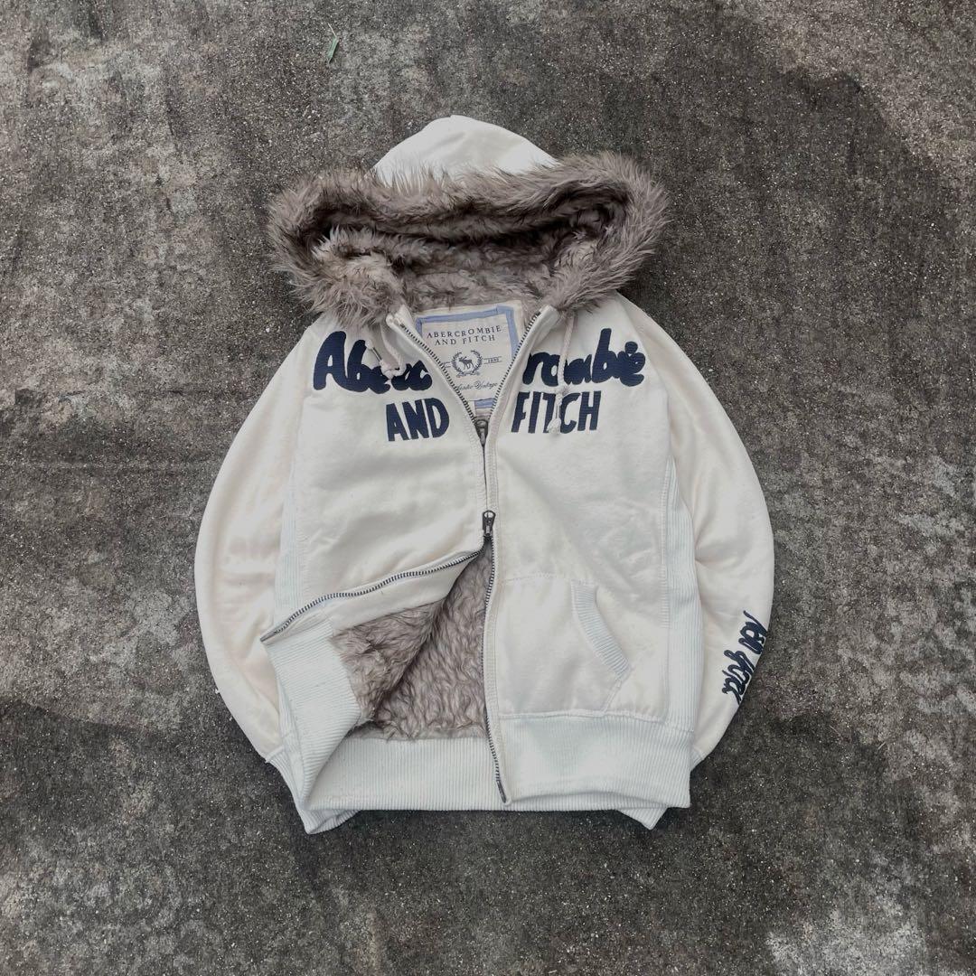 トップス Abercrombie&fitch fur zip up hoodie y2k