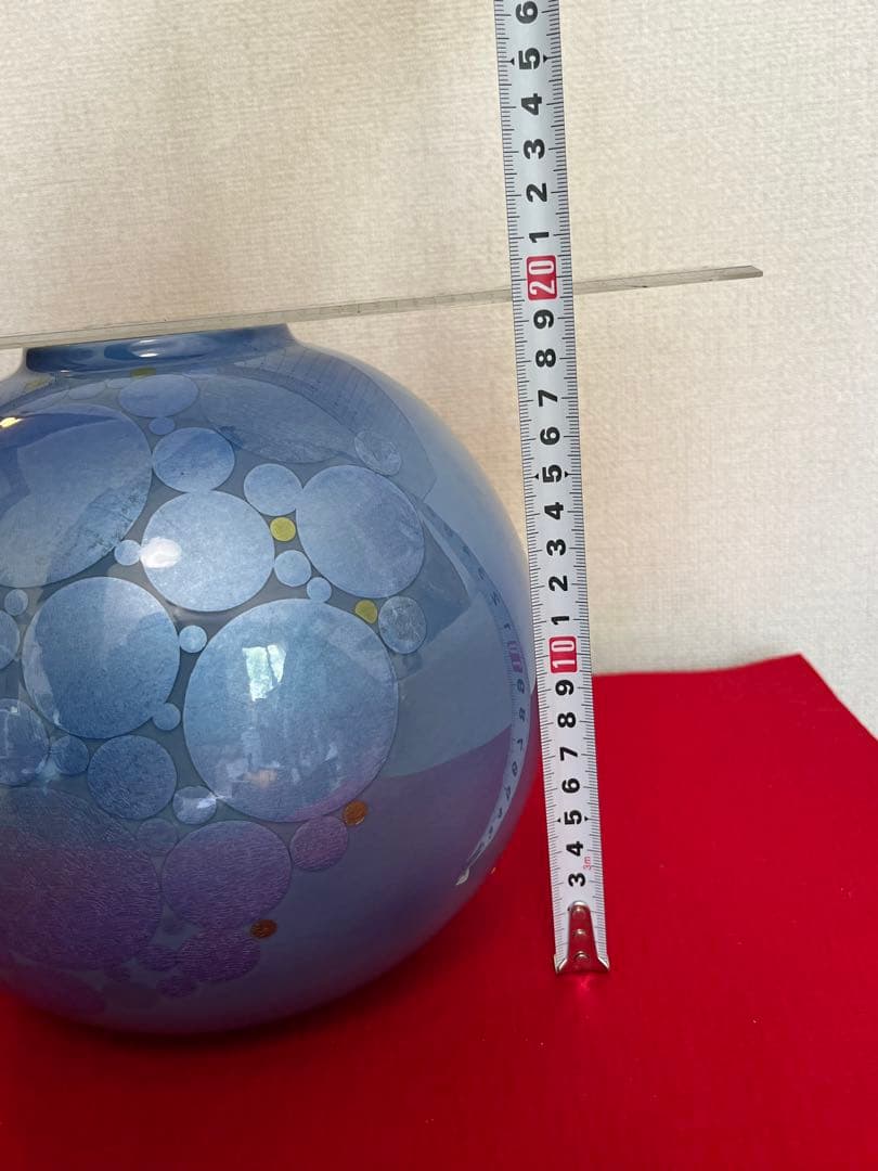 中田一於 淡青釉裏銀彩 花瓶 N43 日本工芸会正会員 九谷焼 花器