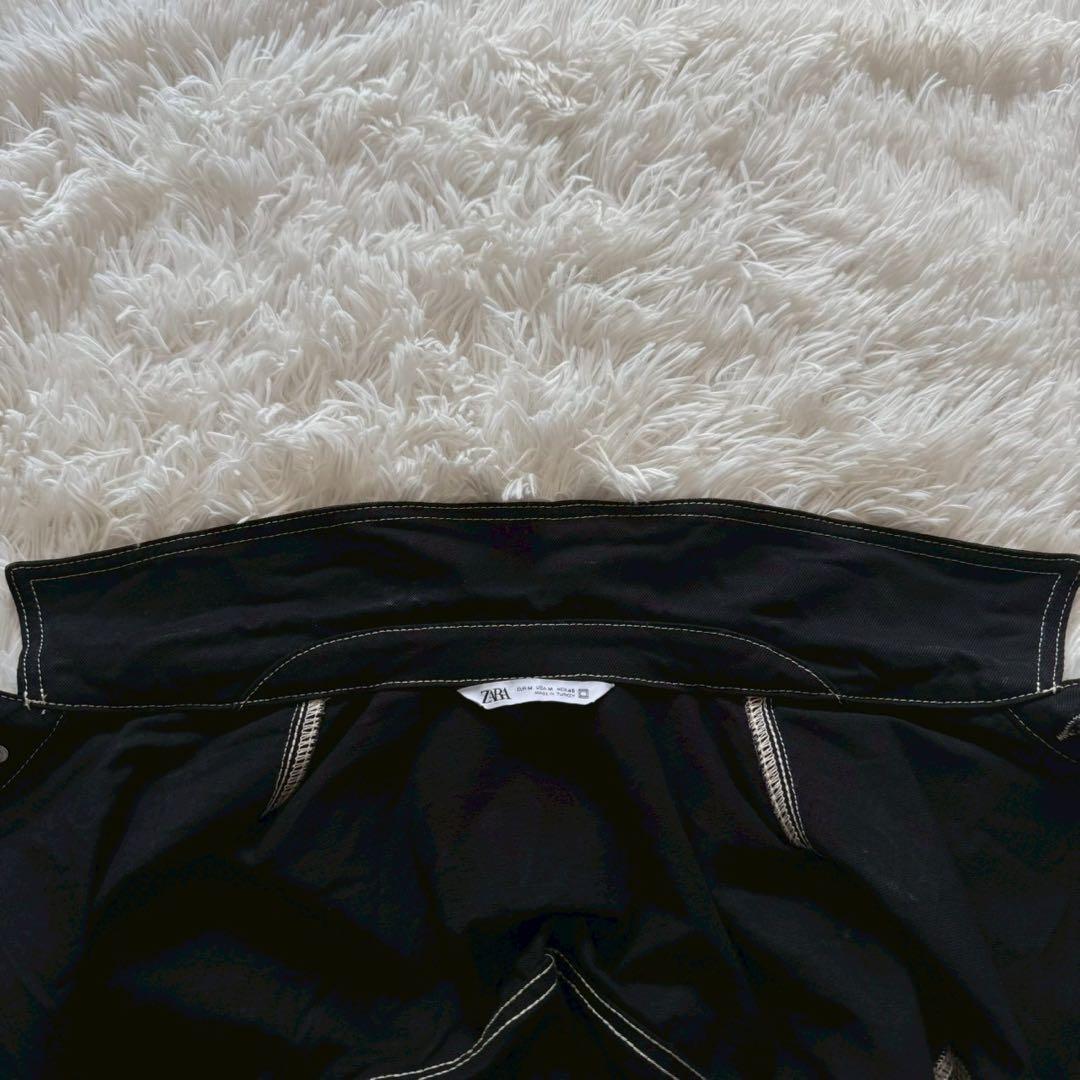 ZARA✨デニム　セットアップ　上下　ブラックデニム　ステッチ　M