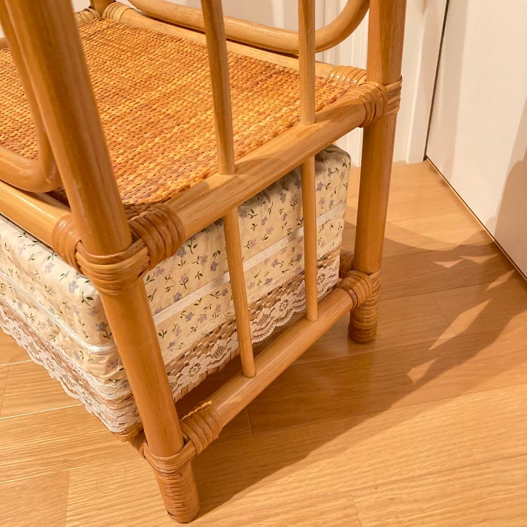 籐家具　ラタン ハンガーラック 上棚付き