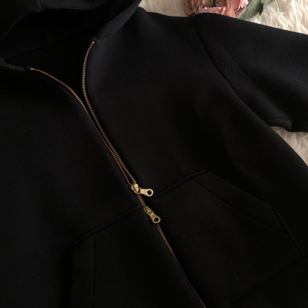 NOBLE ダンボールニットフーデットパーカー　ブラック