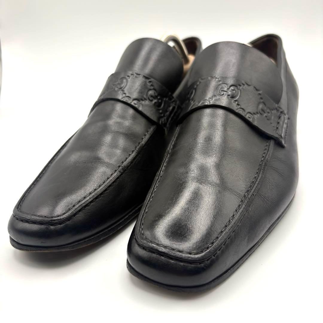 【美品】GUCCI グッチGG シマ　レザー　スリッポン　ビジネスシューズ