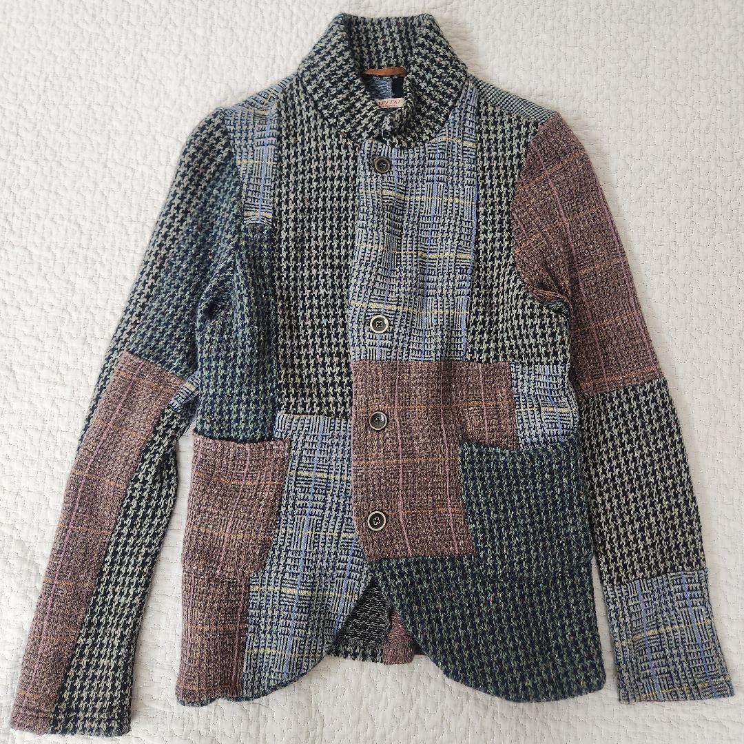 KAPITAL ノーカラー　テーラードジャケット　パッチワーク　ツイード