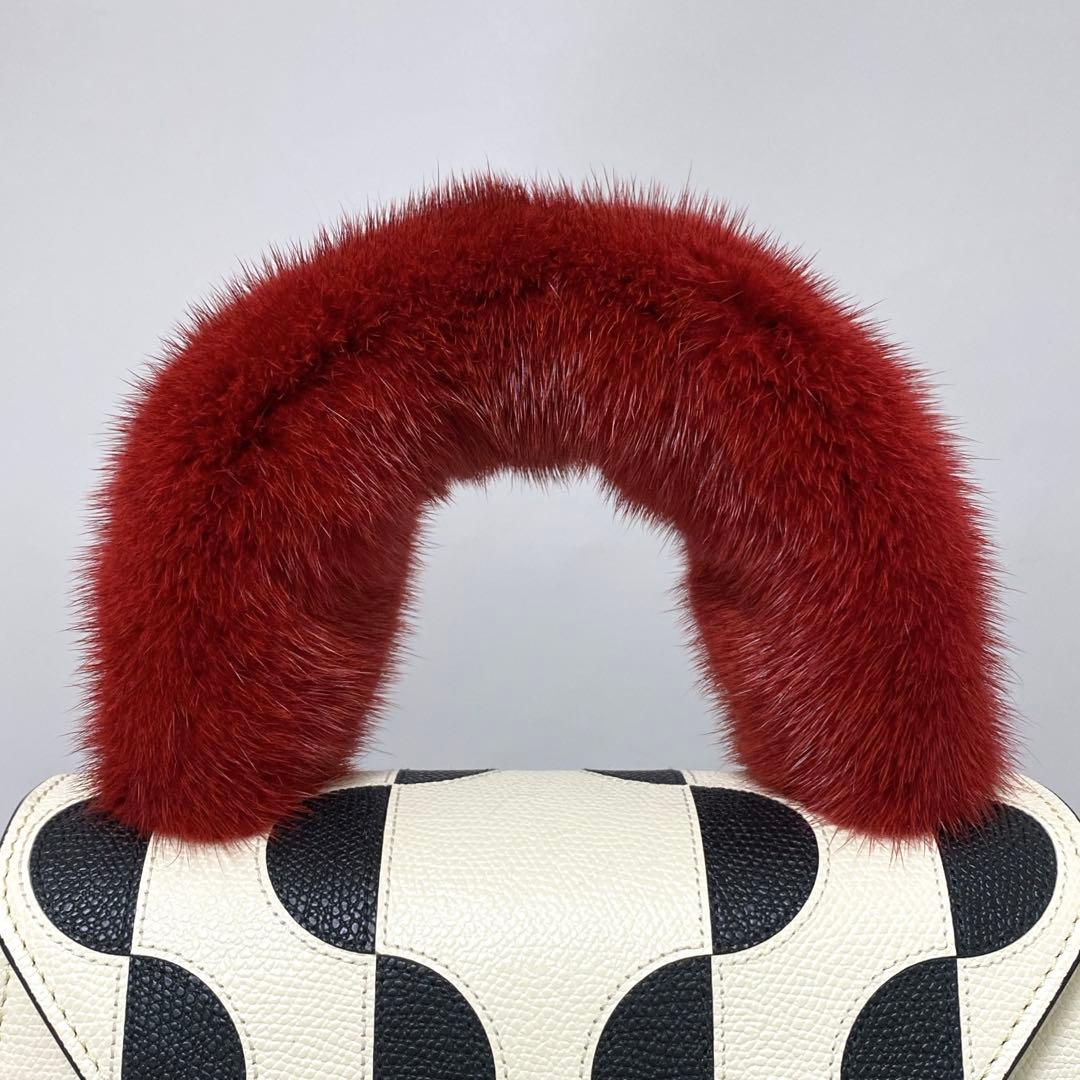 Valextra / ハンドルカバー ミンクファー レッド イジィデ用