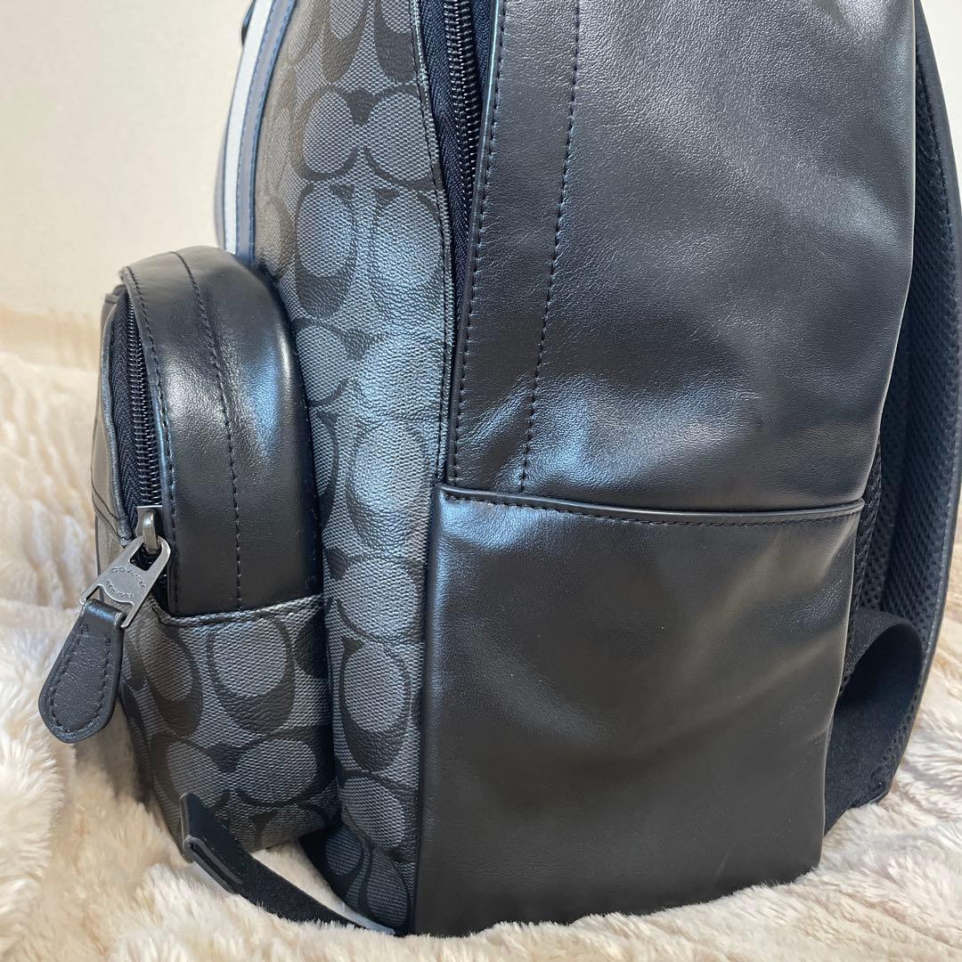 COACH ストライプバックパック リュック ブラック