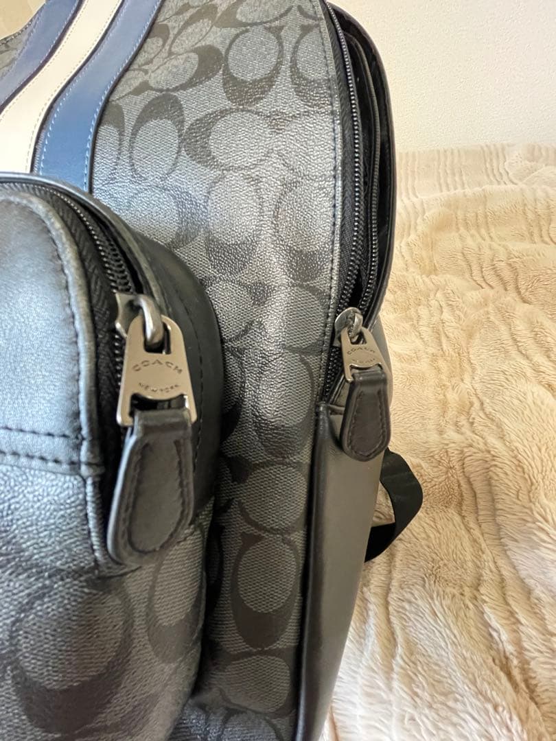 COACH ストライプバックパック リュック ブラック