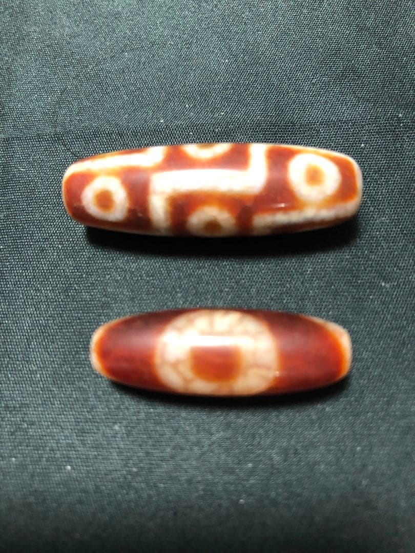 西蔵老礦九眼天珠、虎牙天地天珠セット