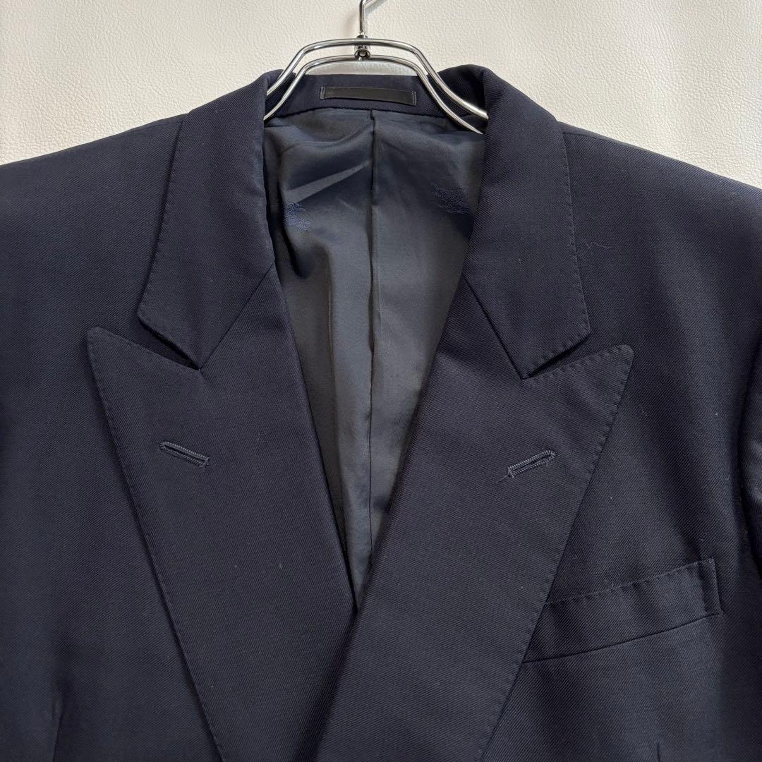バーバリー 紺ブレ 金ボタン ダブルテーラードジャケット M タスマニアンウール