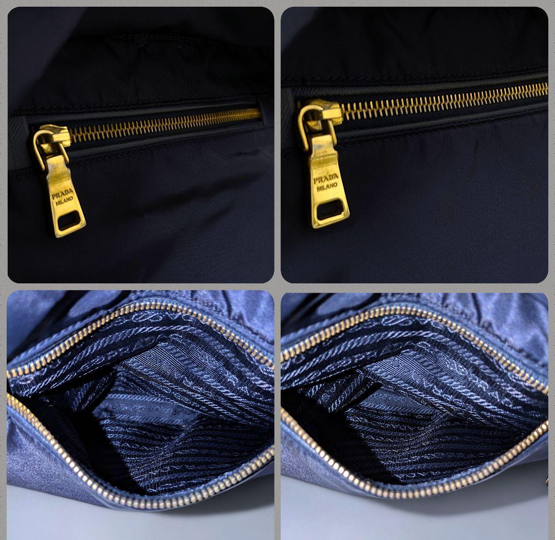 極美品 PRADA ショルダーバッグ 斜め掛け ハンドバッグ ナイロン ネイビー