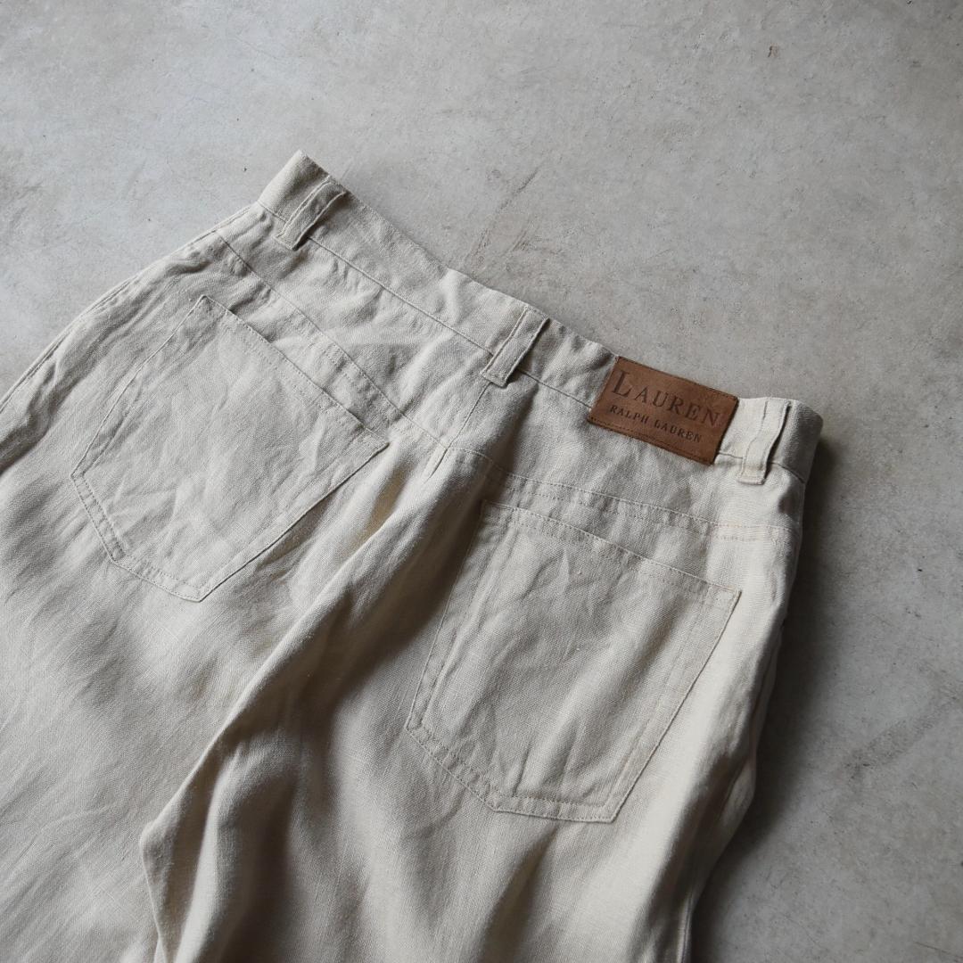 90s ラルフローレン 高級 リネン パンツ 6 スラックス USA