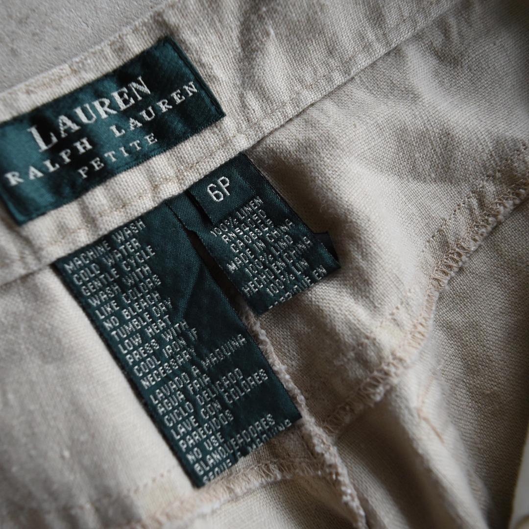 90s ラルフローレン 高級 リネン パンツ 6 スラックス USA