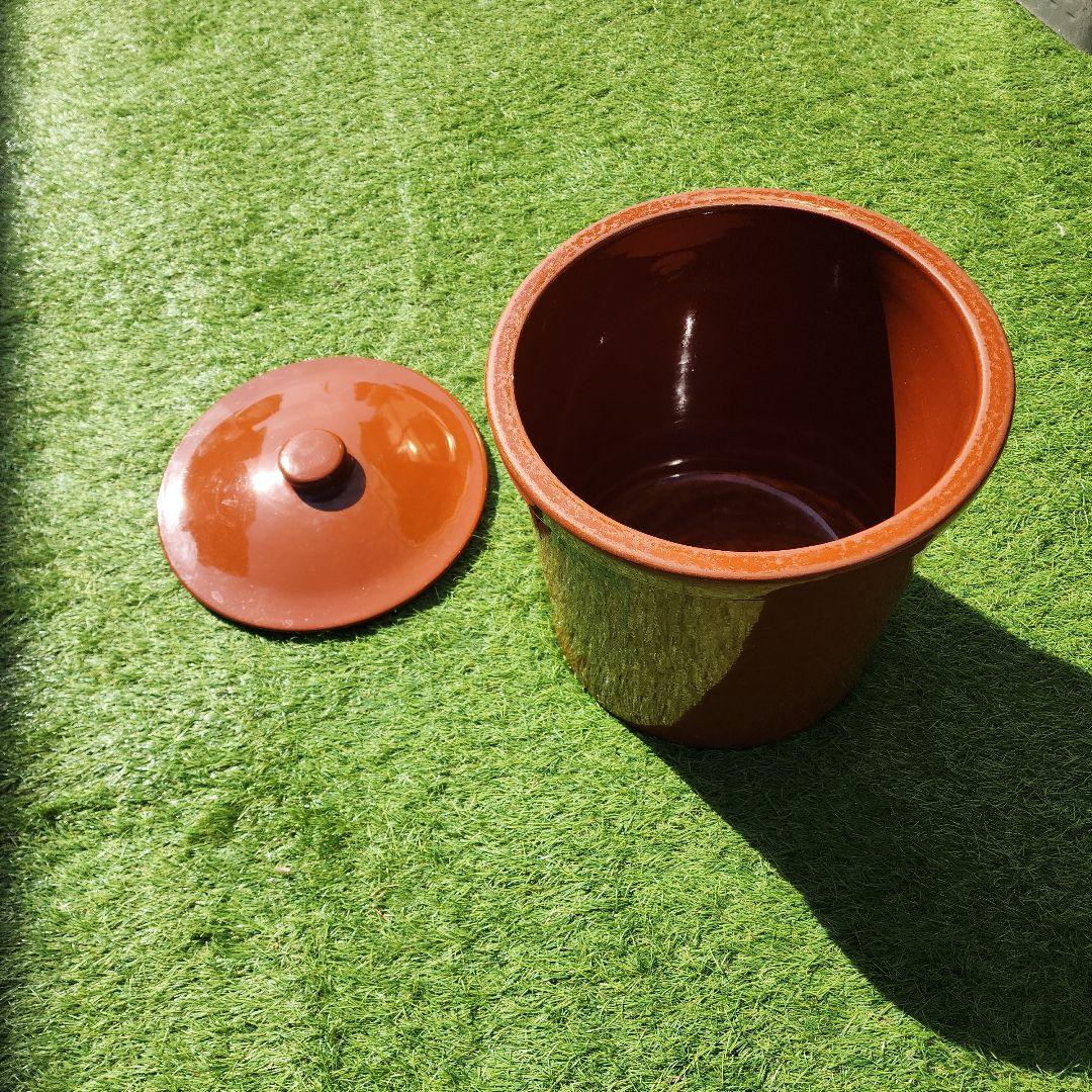 久松窯　常滑焼 切り立てかめ 蓋付き 10号