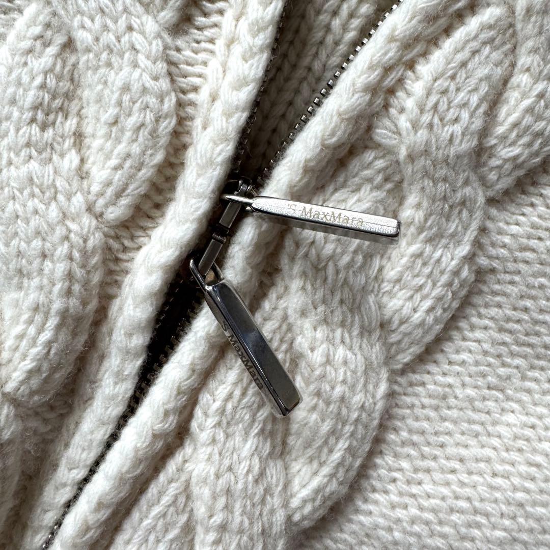 S マックスマーラ　カシミヤ混　ウール　ジップカーディガン　アイボリー