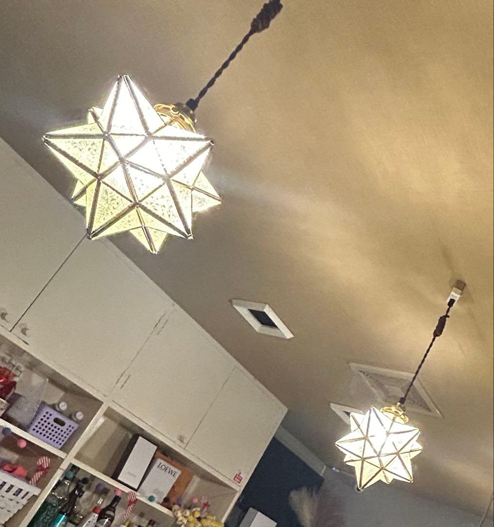 星型ペンダントライト くもりガラスゴールド 5個