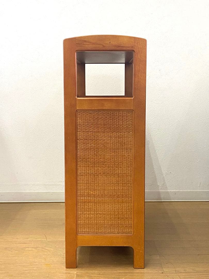 カリモク ラタン 藤 収納 整理 棚 コンソール 電話台 飾り棚