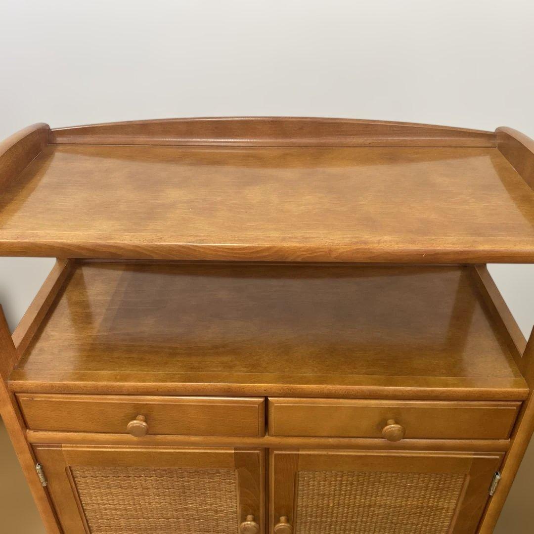 カリモク ラタン 藤 収納 整理 棚 コンソール 電話台 飾り棚