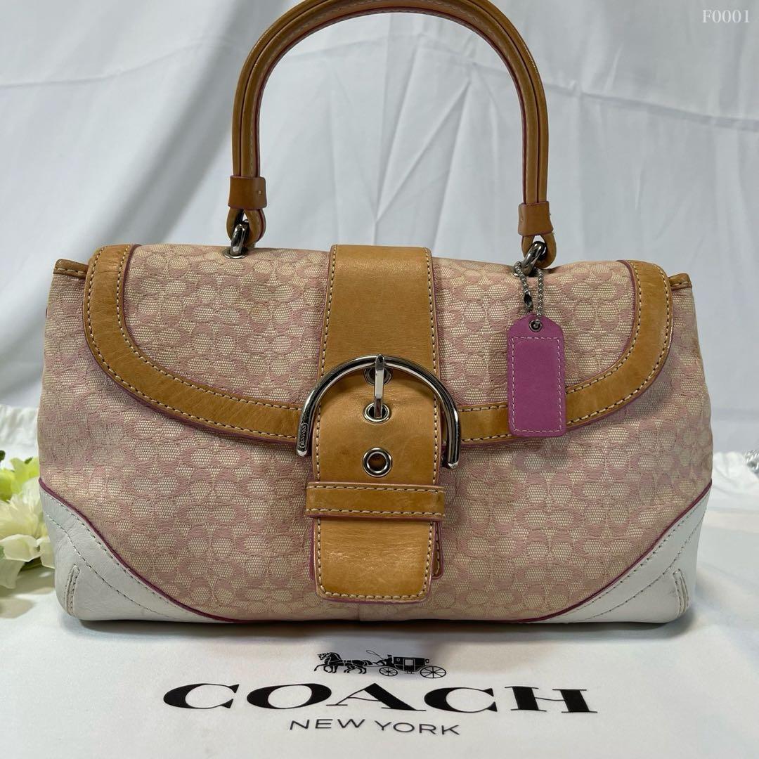 【美品/カード付】コーチ 6349 ソーホー ハンドバッグ レザー シグネチャー