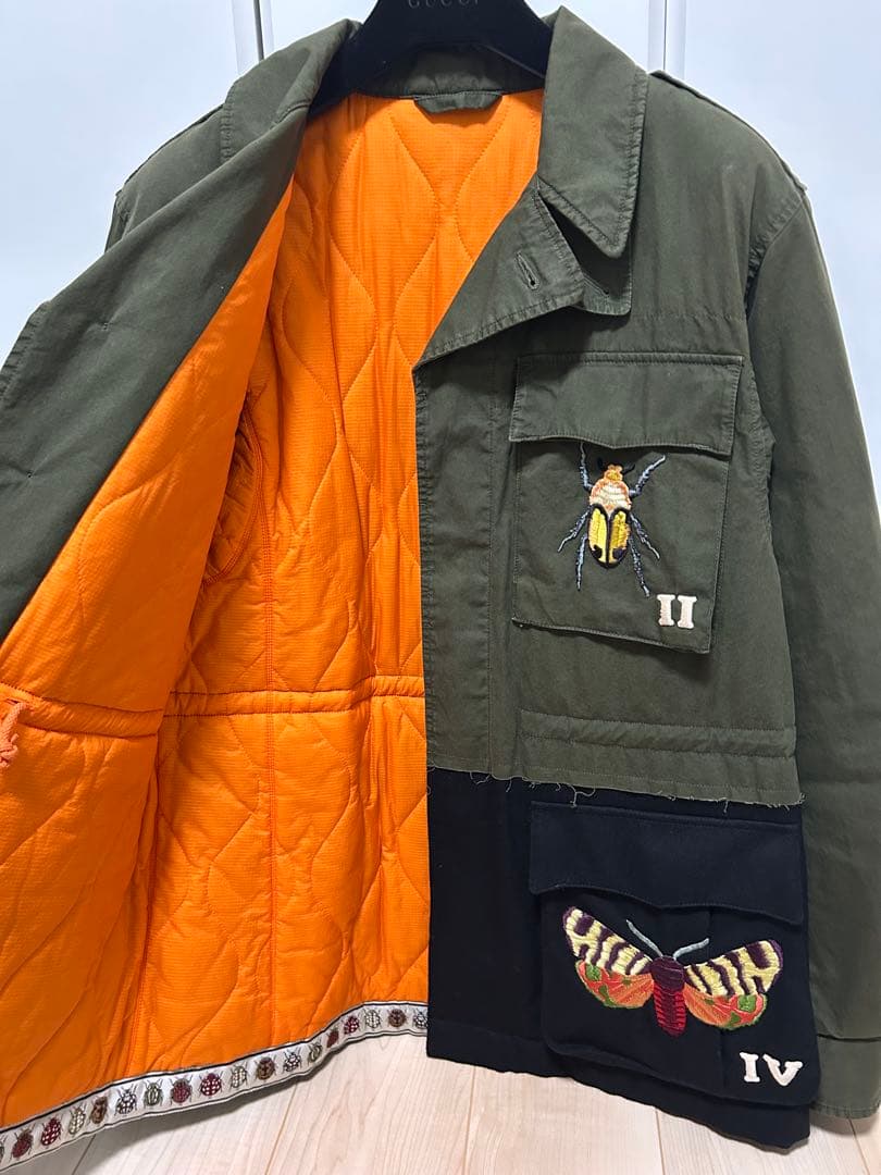 GUCCI ミリタリージャケット 昆虫刺繍 サイズ48