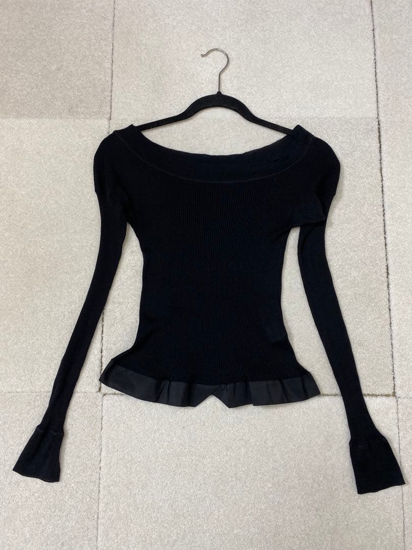 GUCCI シルク 100% ボートネック ペプラム リブ トップス