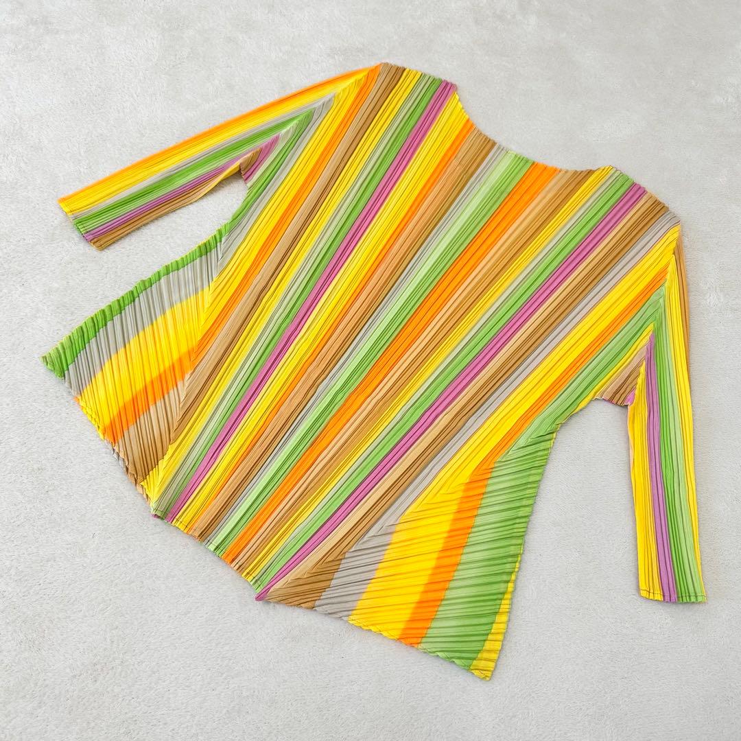 極美品✨PLEATS PLEASE 斜めプリーツ　変形　レインボー　チュニック