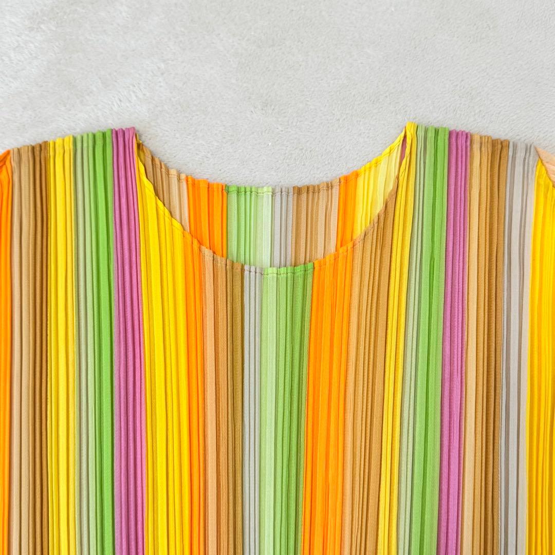 極美品✨PLEATS PLEASE 斜めプリーツ　変形　レインボー　チュニック