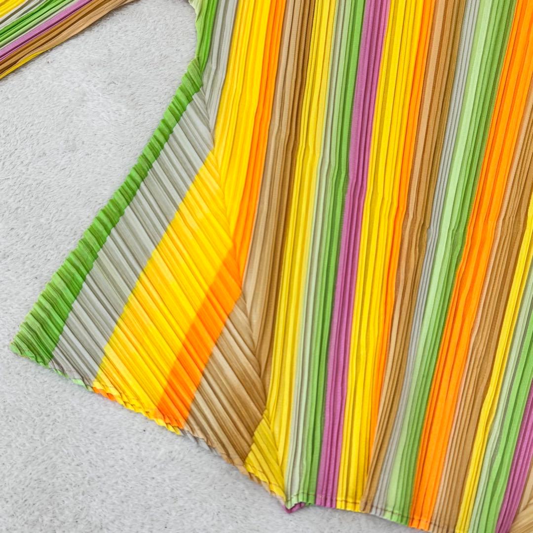 極美品✨PLEATS PLEASE 斜めプリーツ　変形　レインボー　チュニック