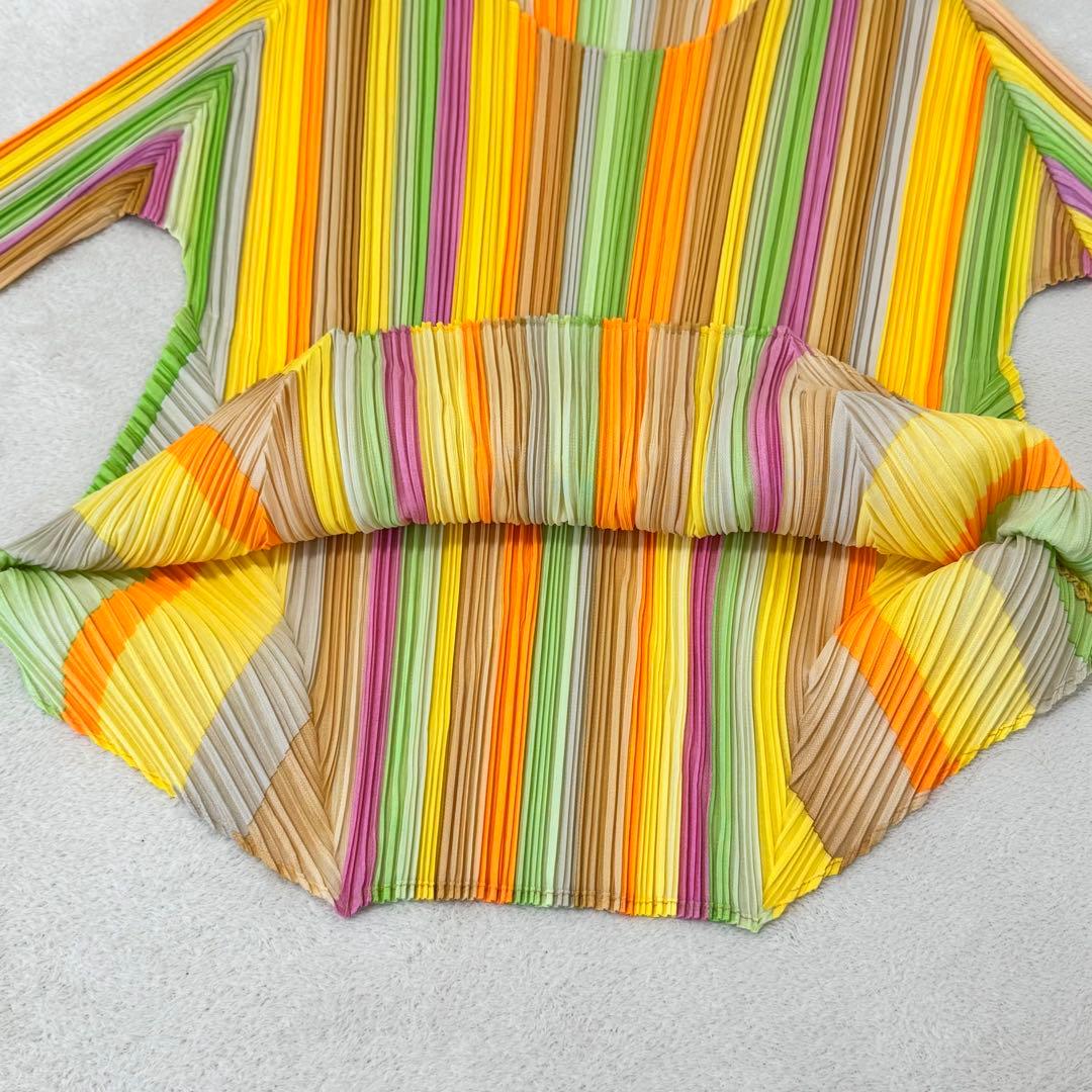 極美品✨PLEATS PLEASE 斜めプリーツ　変形　レインボー　チュニック