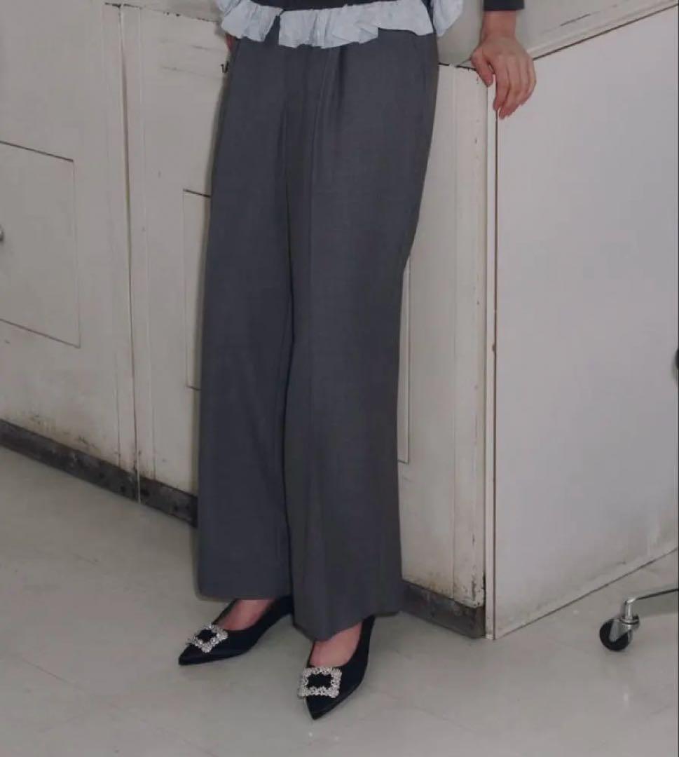 【新品未使用タグ付】OHGA 梳毛パンツ ワイドパンツ グレー M