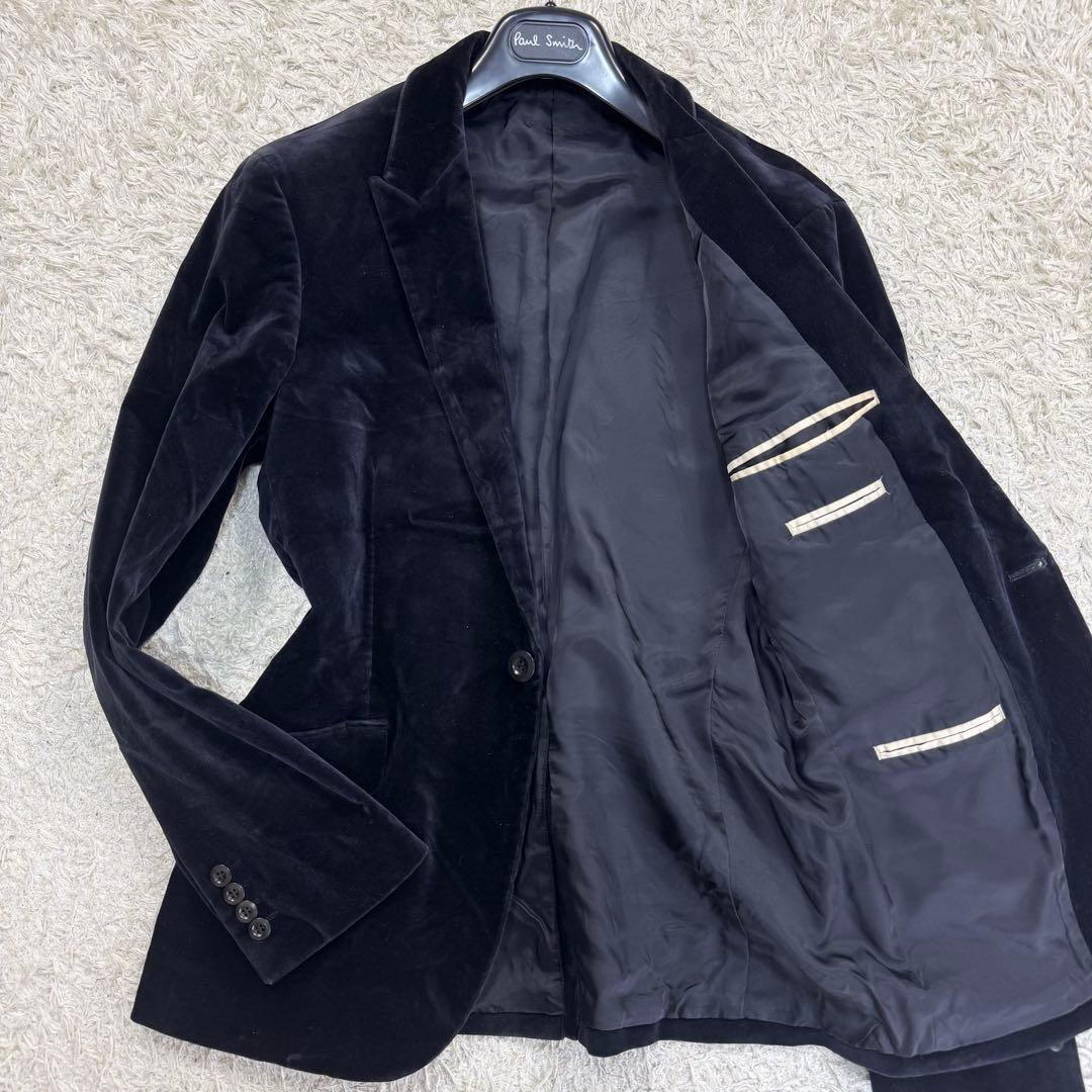 美品　ポールスミス　テーラードジャケット　タキシード　ベロア　ブラック　XL