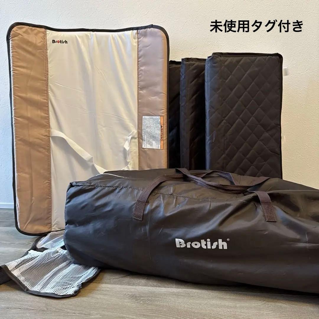新品☆Brotish ベビーベッド オムツ交換台 韓国 サークル 出産準備 茶色