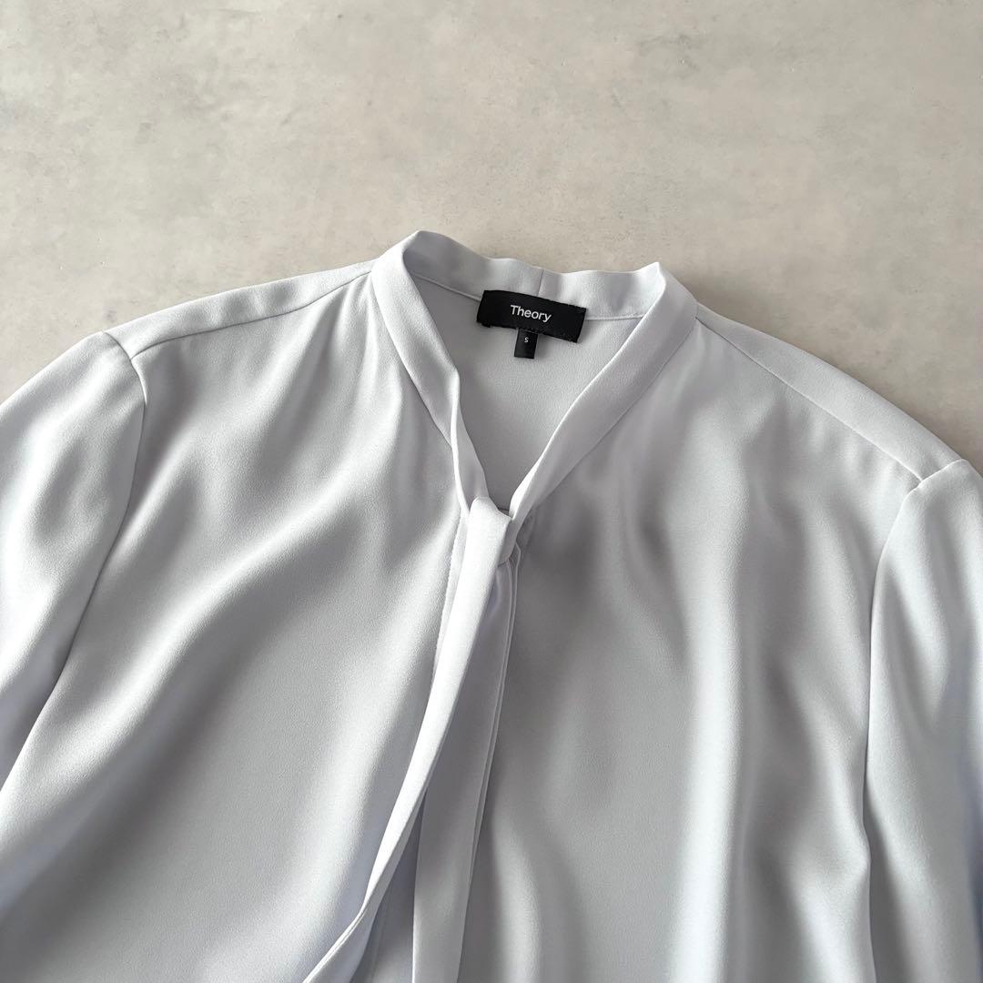 極美品　セオリー　長袖　ジョーゼット　タイブラウス　アイス