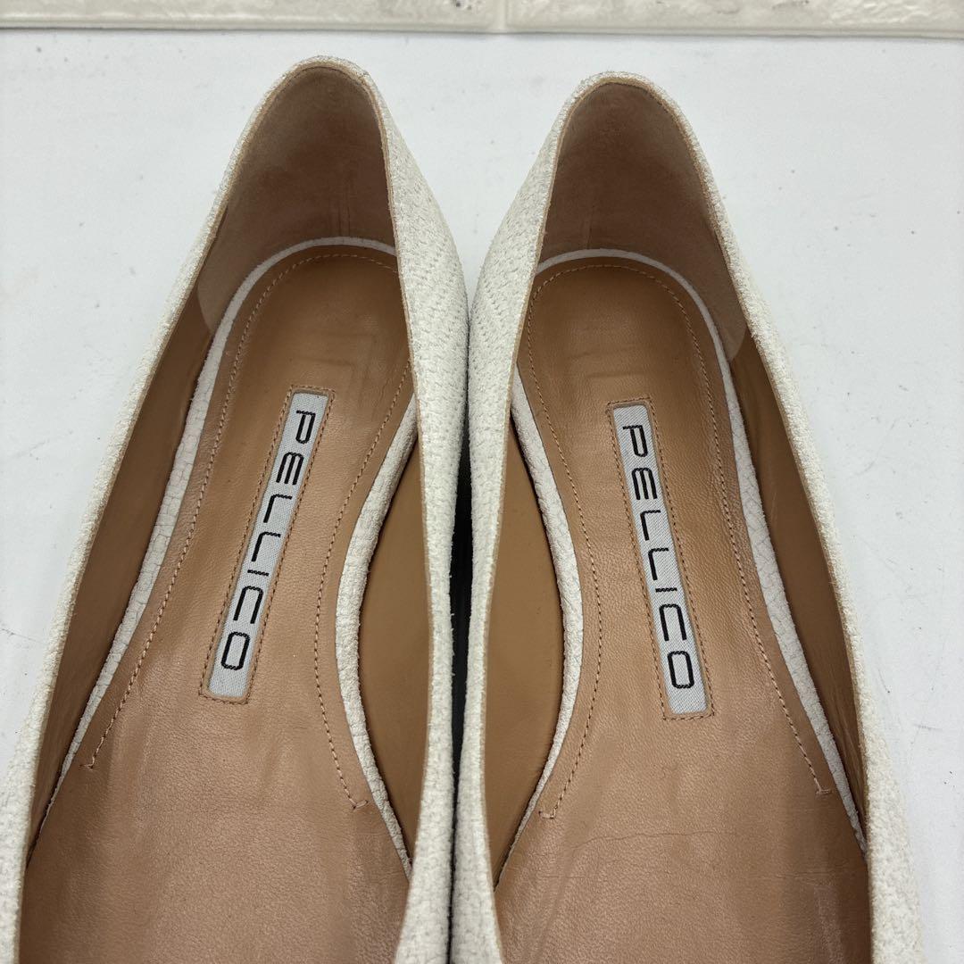 【美品】ペリーコ アネッリ ポインテッドトゥ フラットパンプス 36 ホワイト