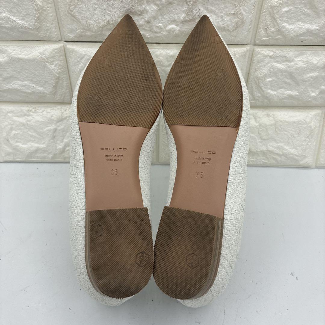 【美品】ペリーコ アネッリ ポインテッドトゥ フラットパンプス 36 ホワイト