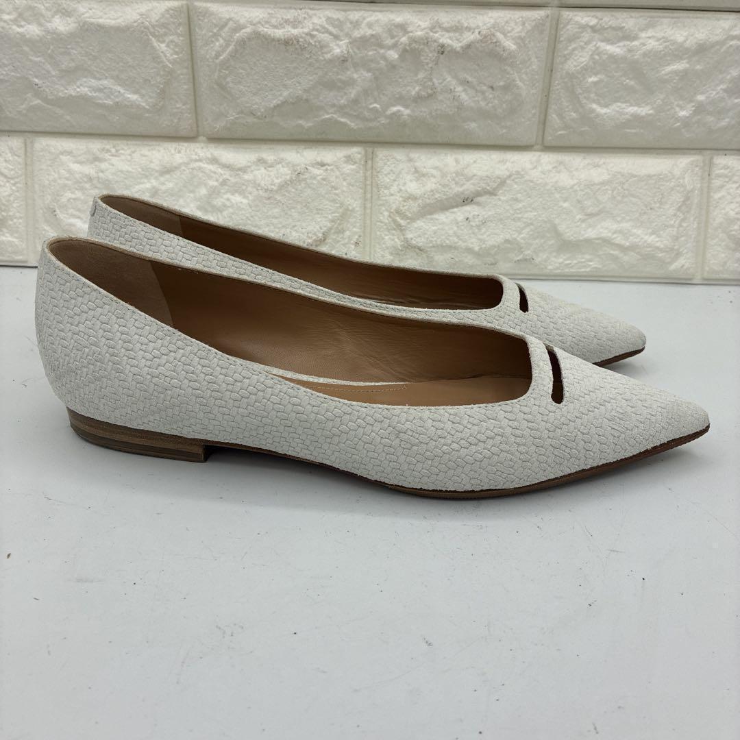 【美品】ペリーコ アネッリ ポインテッドトゥ フラットパンプス 36 ホワイト