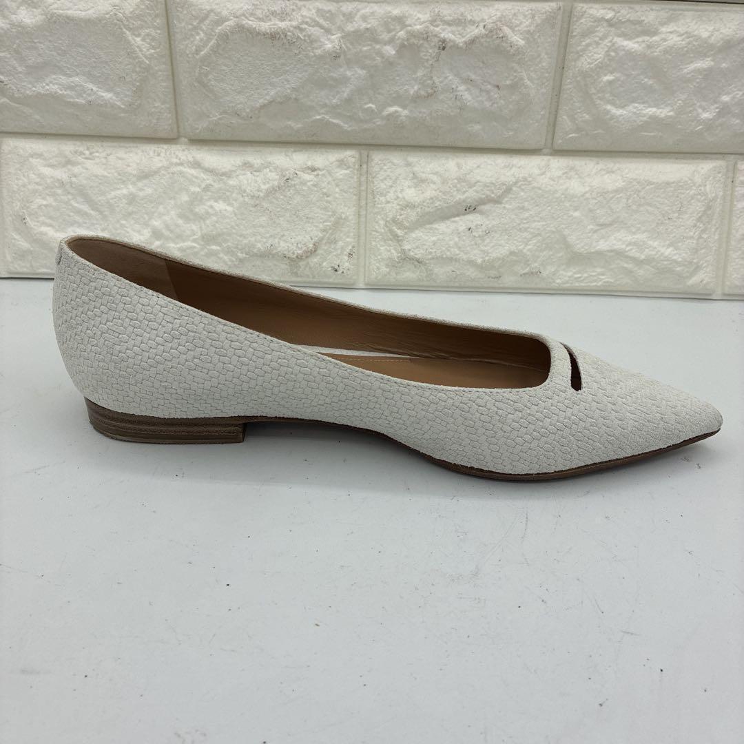 【美品】ペリーコ アネッリ ポインテッドトゥ フラットパンプス 36 ホワイト