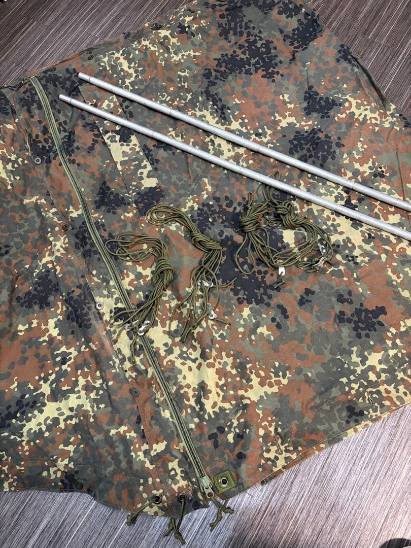 【値下】ドイツ軍 パップテント 軍幕 前面ジッパー加工済／蚊帳・ロープおまけ