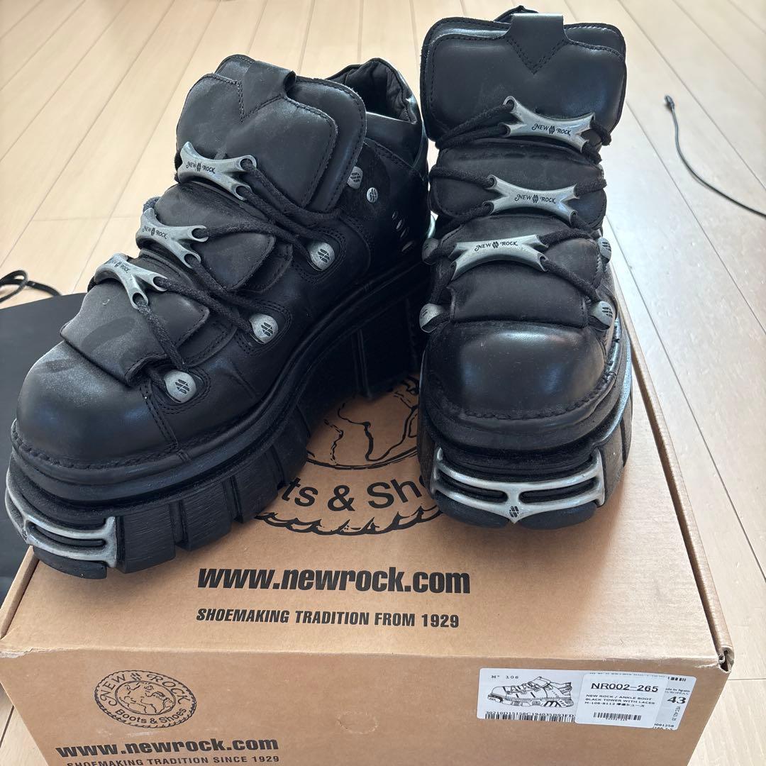 美品 NEW ROCK M-106-S112 43厚底 レザー ブラック