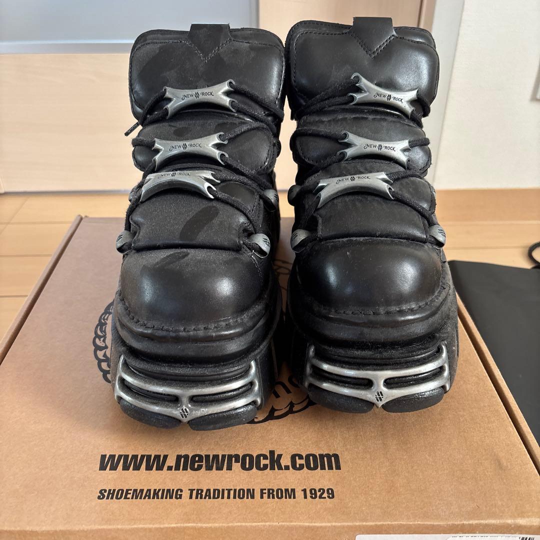 美品 NEW ROCK M-106-S112 43厚底 レザー ブラック