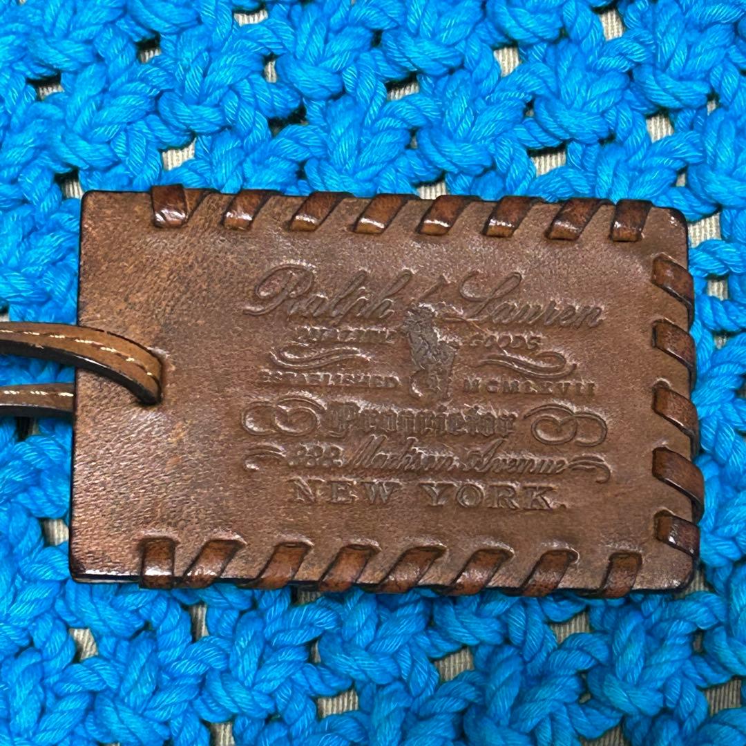 ラルフローレン　カーフ レザー コットン ニット 編み込みトートバッグ