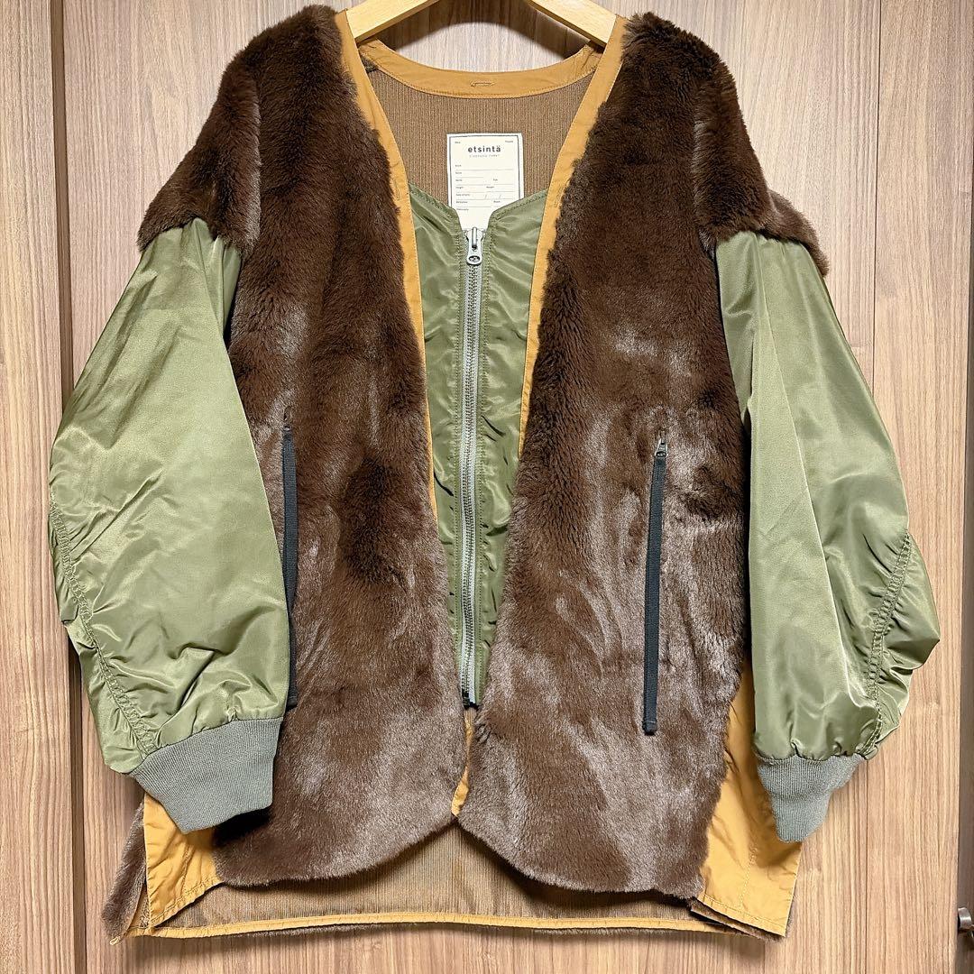 最終値下■etsintä ジップアップジャケット ブラウン・オリーブグリーン